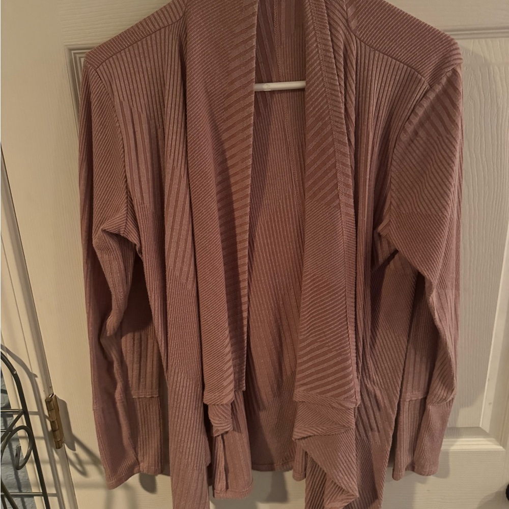 Maurices Ribbed Open-Front Women's Cardigan Sweater in Dusty Mauve, Lg